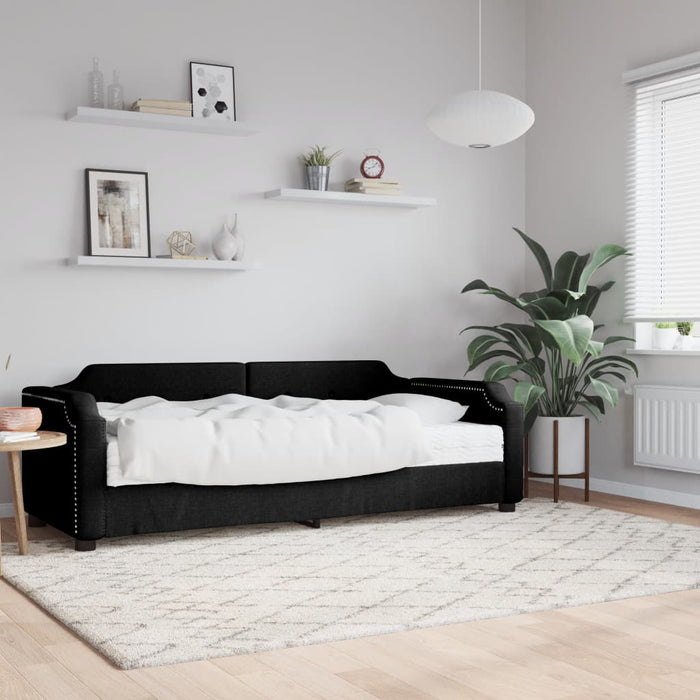 Pat de zi cu saltea, negru, 90x190 cm, textil - WALTI WALTI
