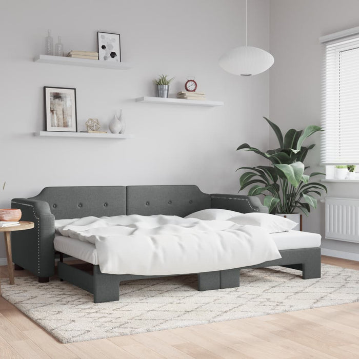 Pat de zi cu extensie, gri închis, 80x200 cm, textil - WALTI WALTI