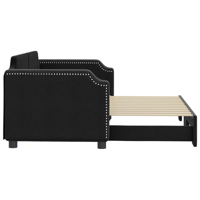 Pat de zi cu extensie, negru, 80x200 cm, textil - WALTI WALTI