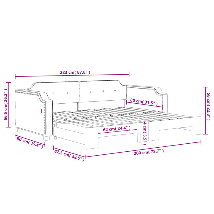 Pat de zi cu extensie, negru, 80x200 cm, textil - WALTI WALTI