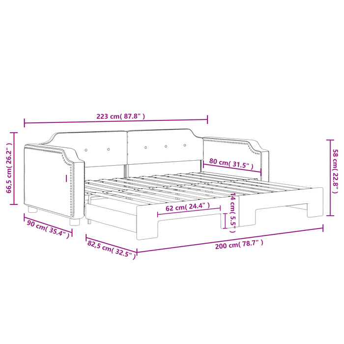 Pat de zi cu extensie, crem, 80x200 cm, textil - WALTI WALTI