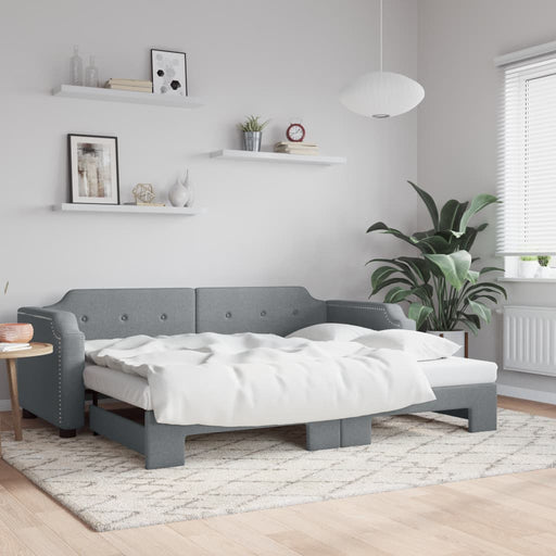 Pat de zi cu extensie, gri deschis, 90x200 cm, textil - WALTI WALTI