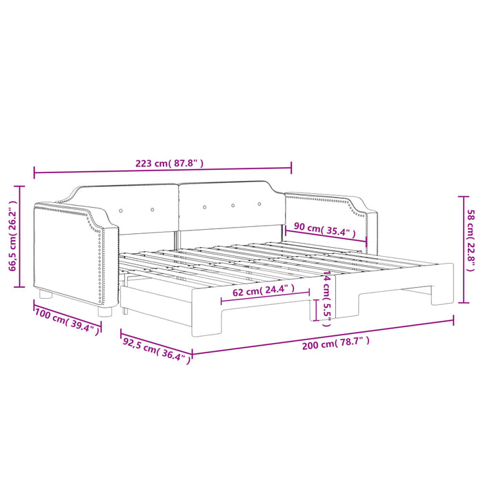 Pat de zi cu extensie, crem, 90x200 cm, textil - WALTI WALTI