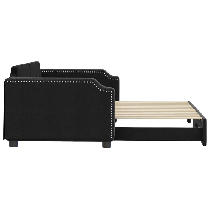 Pat de zi cu extensie, negru, 100x200 cm, textil - WALTI WALTI