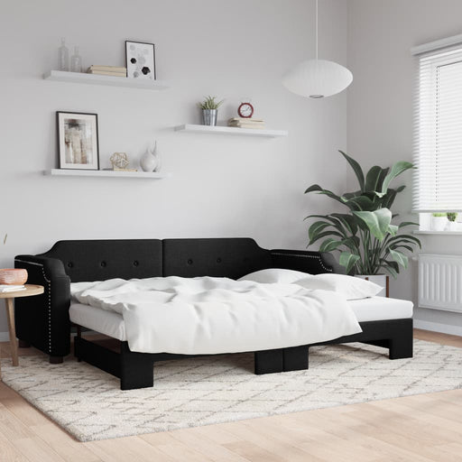Pat de zi cu extensie, negru, 100x200 cm, textil - WALTI WALTI