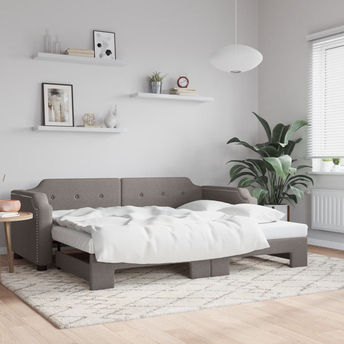 Pat de zi cu extensie, gri taupe, 100x200 cm, textil - WALTI WALTI