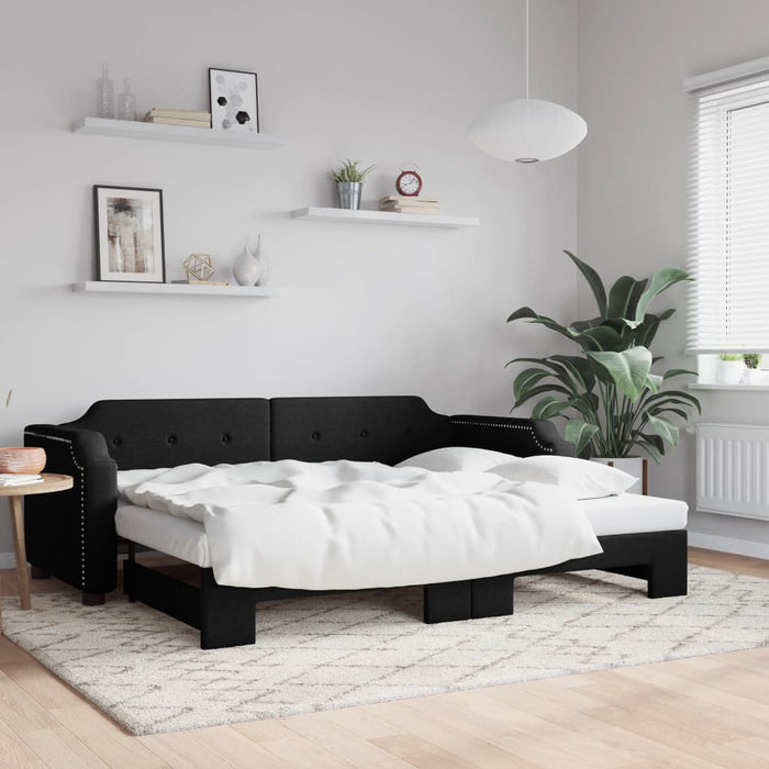 Pat de zi cu extensie, negru, 90x190 cm, textil - WALTI WALTI