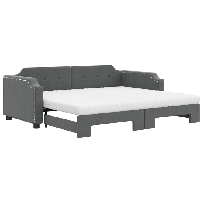 Pat de zi cu extensie și saltele, gri închis, 80x200 cm, textil - WALTI WALTI