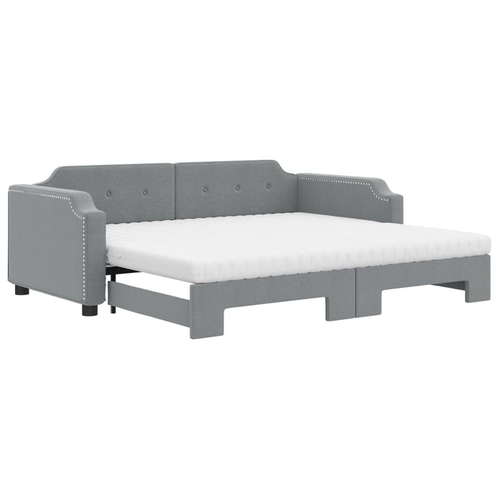 Pat de zi cu extensie și saltele, gri deschis 90x200 cm textil - WALTI WALTI