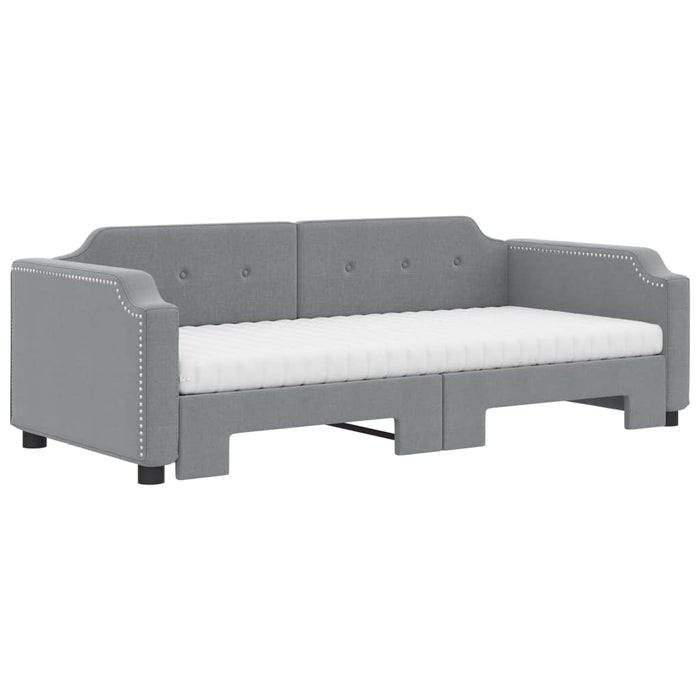 Pat de zi cu extensie și saltele, gri deschis 90x200 cm textil - WALTI WALTI