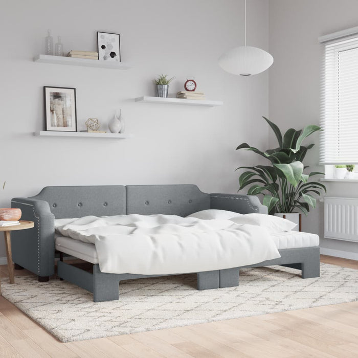 Pat de zi cu extensie și saltele, gri deschis 90x200 cm textil - WALTI WALTI