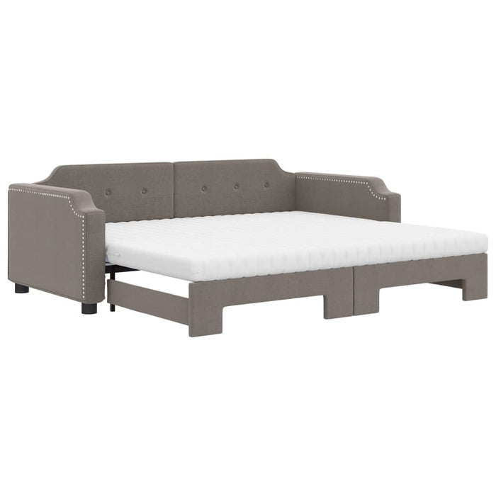 Pat de zi cu extensie și saltele, gri taupe, 90x200 cm, textil - WALTI WALTI