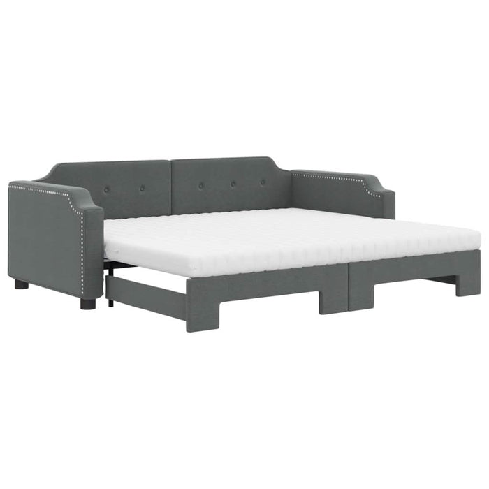 Pat de zi cu extensie și saltele, gri închis, 100x200 cm textil - WALTI WALTI