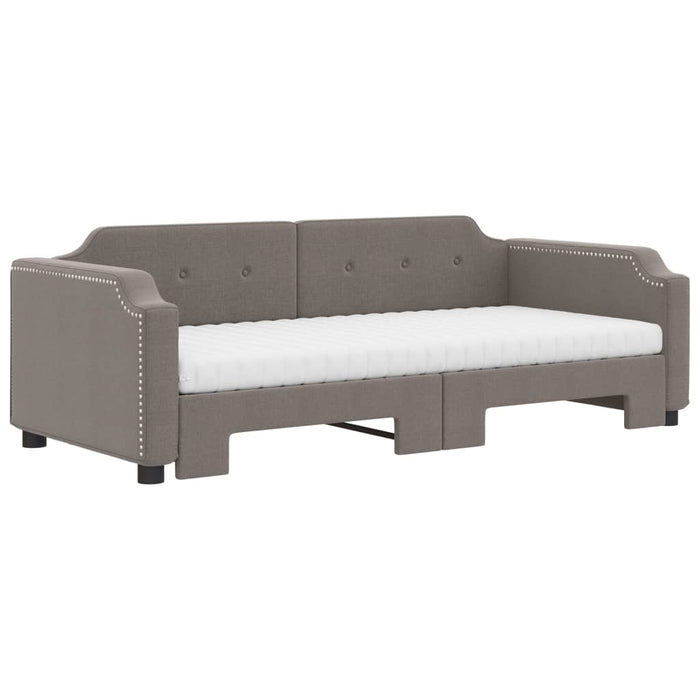 Pat de zi cu extensie și saltele, gri taupe, 100x200 cm, textil - WALTI WALTI
