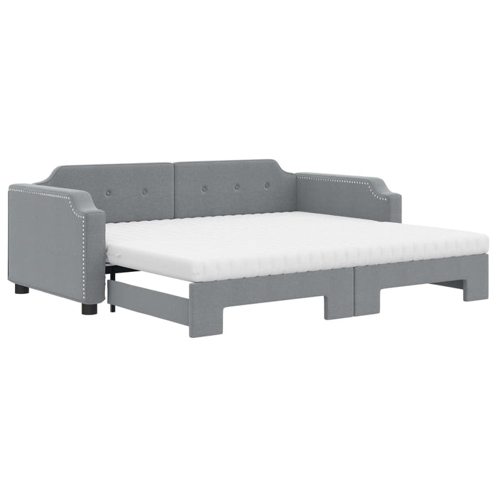 Pat de zi cu extensie și saltele, gri deschis 90x190 cm textil - WALTI WALTI