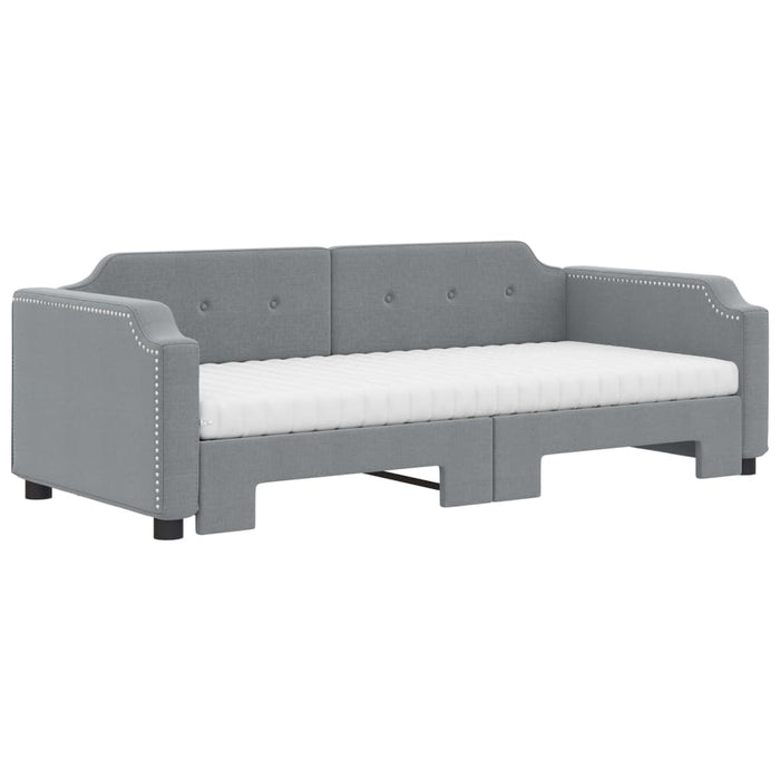 Pat de zi cu extensie și saltele, gri deschis 90x190 cm textil - WALTI WALTI