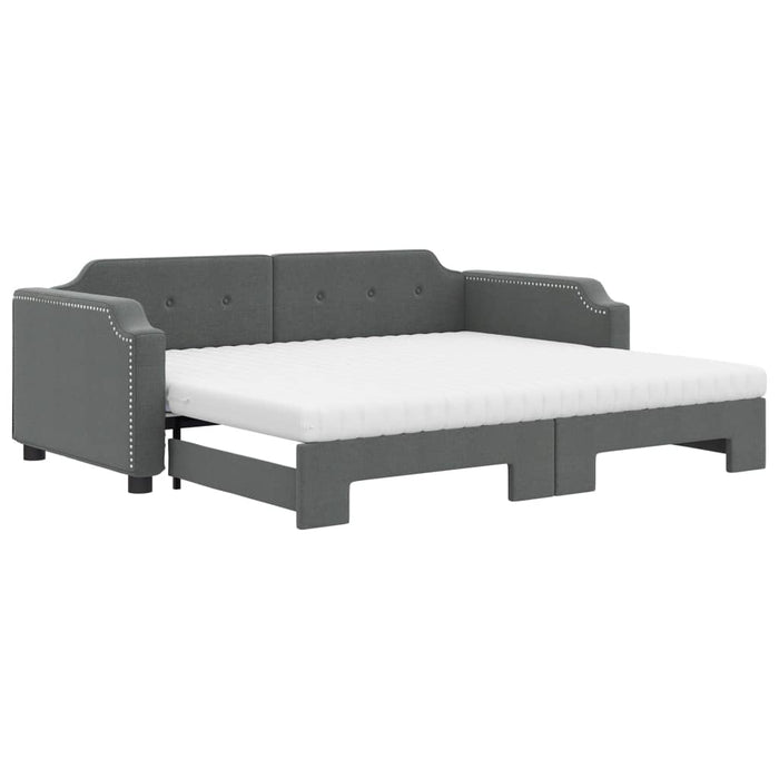 Pat de zi cu extensie și saltele, gri închis, 90x190 cm, textil - WALTI WALTI