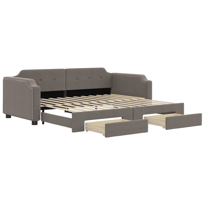 Pat de zi cu extensie și sertare, gri taupe, 80x200 cm, textil - WALTI WALTI