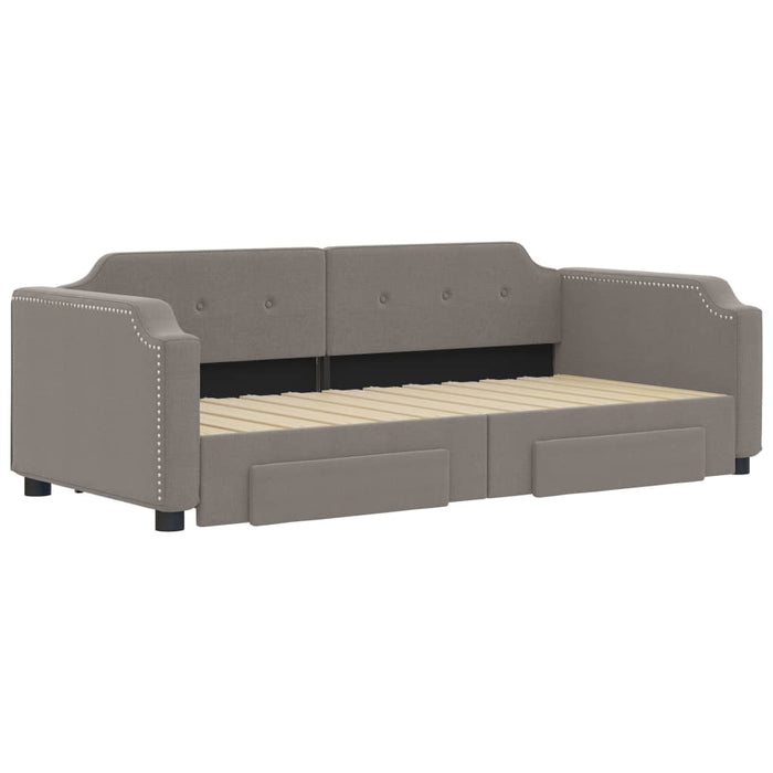 Pat de zi cu extensie și sertare, gri taupe, 80x200 cm, textil - WALTI WALTI