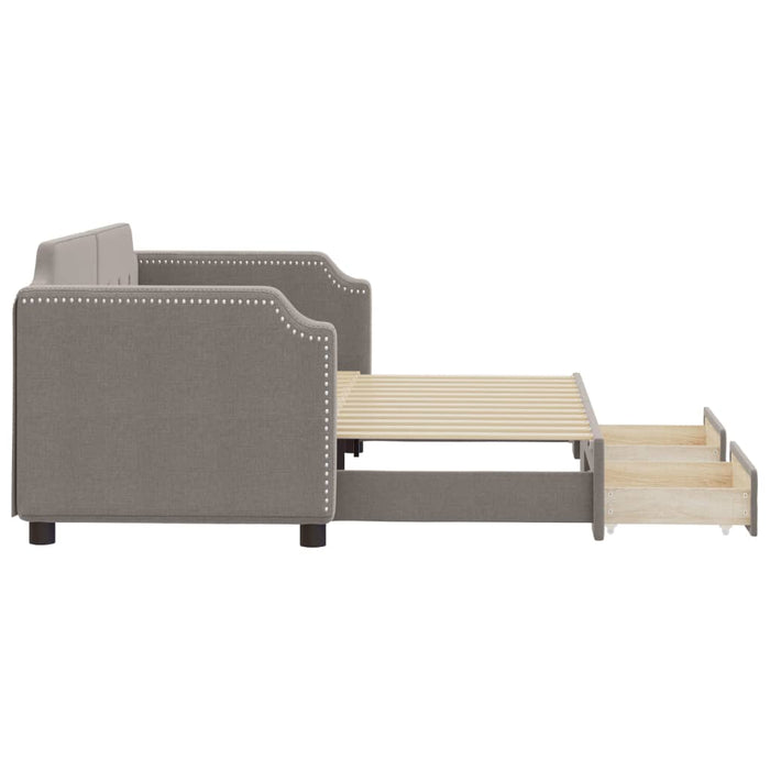 Pat de zi cu extensie și sertare, gri taupe, 80x200 cm, textil - WALTI WALTI