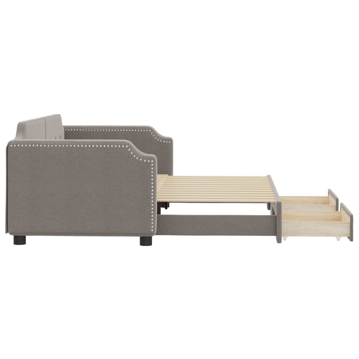 Pat de zi cu extensie și sertare, gri taupe, 90x200 cm, textil - WALTI WALTI