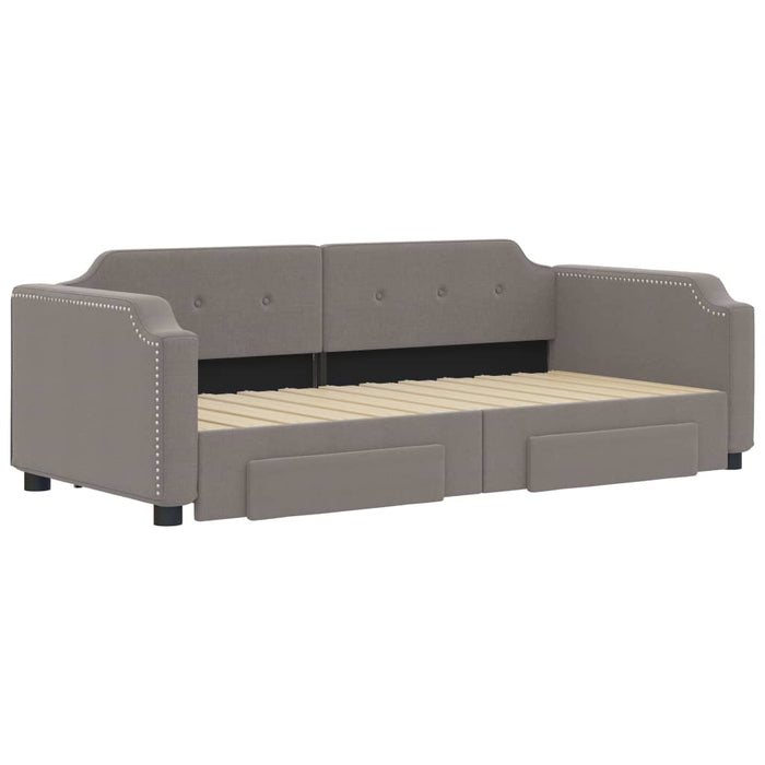 Pat de zi cu extensie și sertare, gri taupe, 100x200 cm, textil - WALTI WALTI