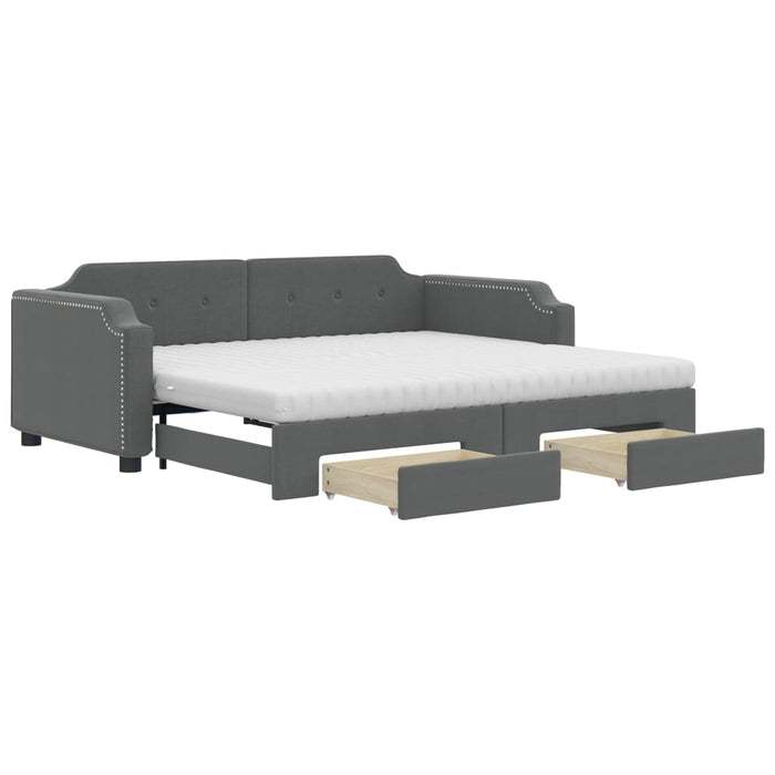 Pat de zi cu extensie și sertare, gri închis, 80x200 cm textil - WALTI WALTI