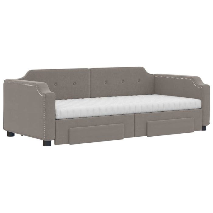 Pat de zi cu extensie și sertare, gri taupe, 80x200 cm, textil - WALTI WALTI
