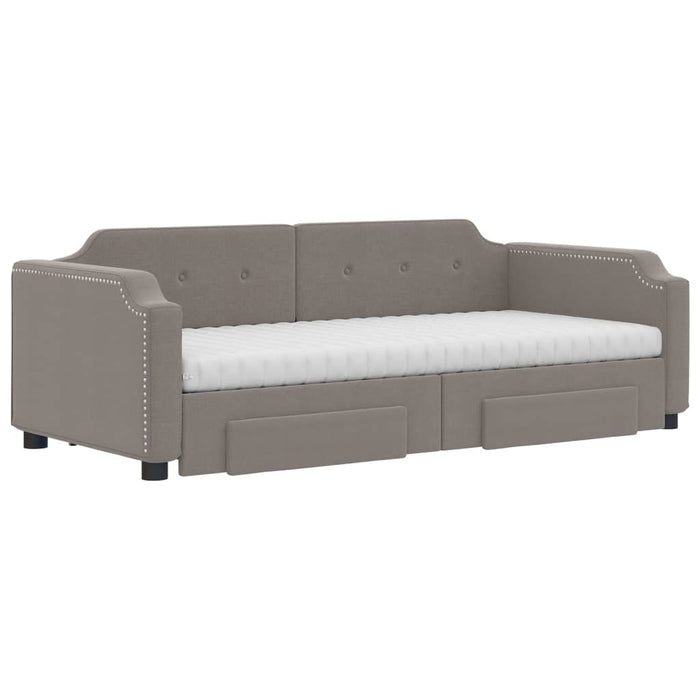 Pat de zi cu extensie și sertare, gri taupe, 90x200 cm, textil - WALTI WALTI
