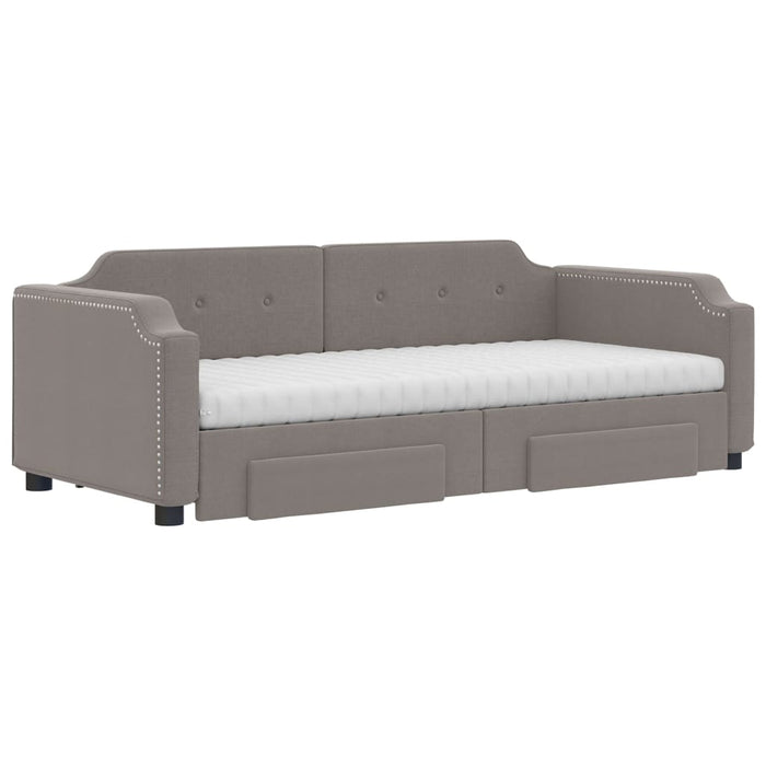 Pat de zi cu extensie și sertare, gri taupe, 100x200 cm, textil - WALTI WALTI