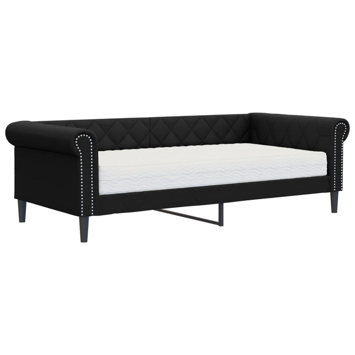 Pat de zi cu saltea, negru, 90x200 cm, piele ecologică - WALTI WALTI
