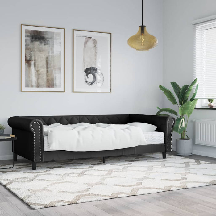 Pat de zi cu saltea, negru, 90x200 cm, piele ecologică - WALTI WALTI