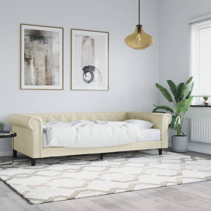 Pat de zi cu saltea, crem, 90x200 cm, piele ecologică - WALTI WALTI