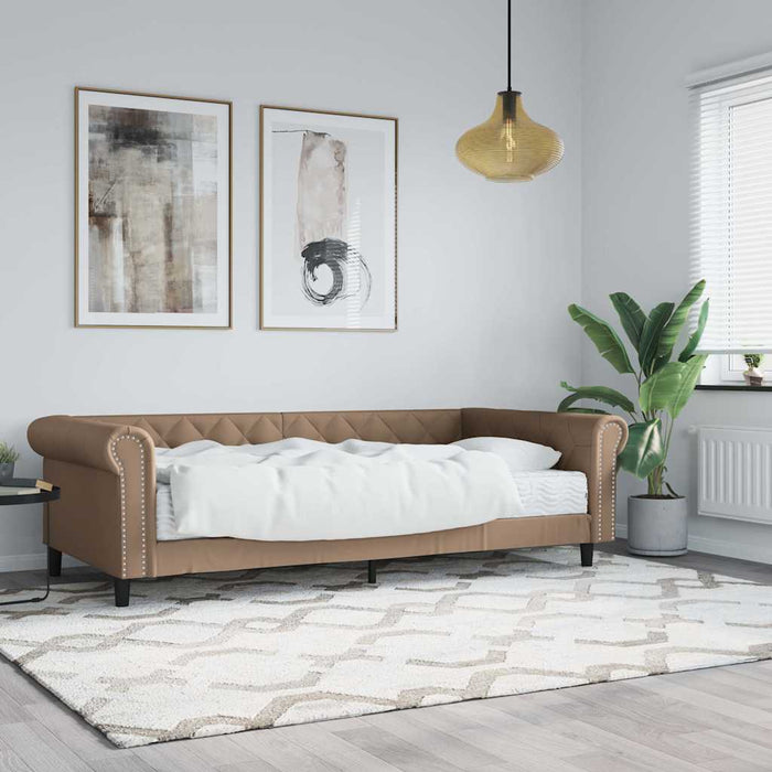 Pat de zi cu saltea, cappuccino, 90x200 cm, piele ecologică WALTI
