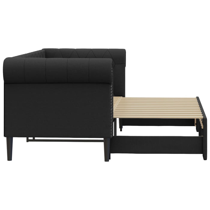 Pat de zi cu extensie, negru, 90x200 cm, piele ecologică - WALTI WALTI