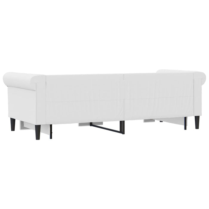 Pat de zi cu extensie, alb, 90x200 cm, piele ecologică WALTI