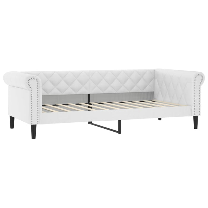 Pat de zi cu extensie, alb, 90x200 cm, piele ecologică WALTI
