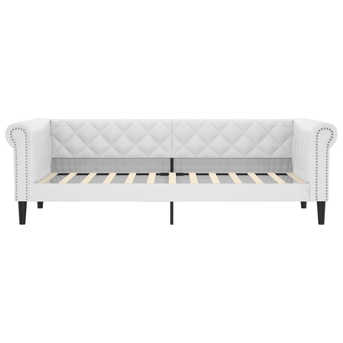Pat de zi cu extensie, alb, 90x200 cm, piele ecologică WALTI