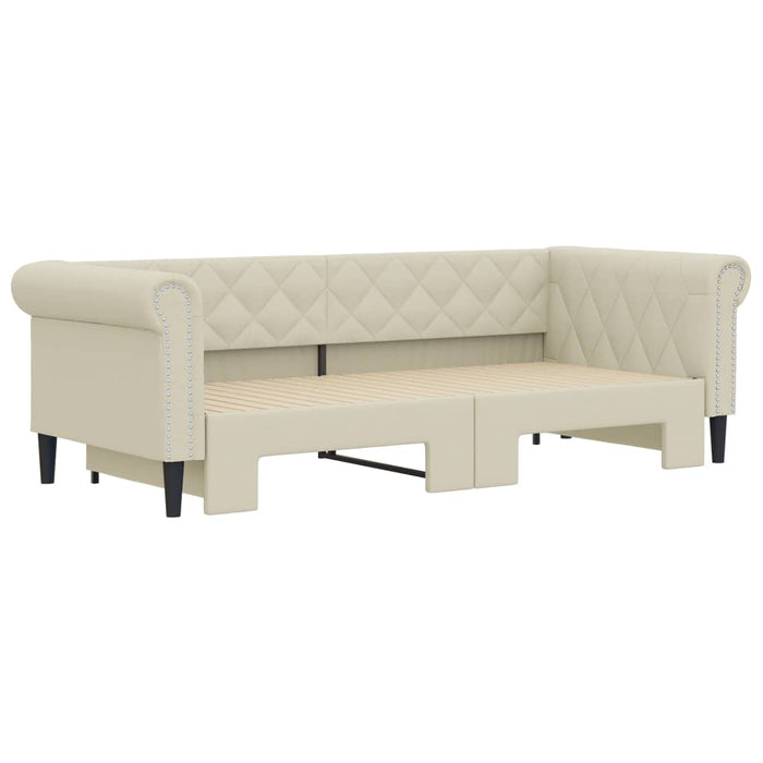 Pat de zi cu extensie, crem, 90x200 cm, piele ecologică WALTI
