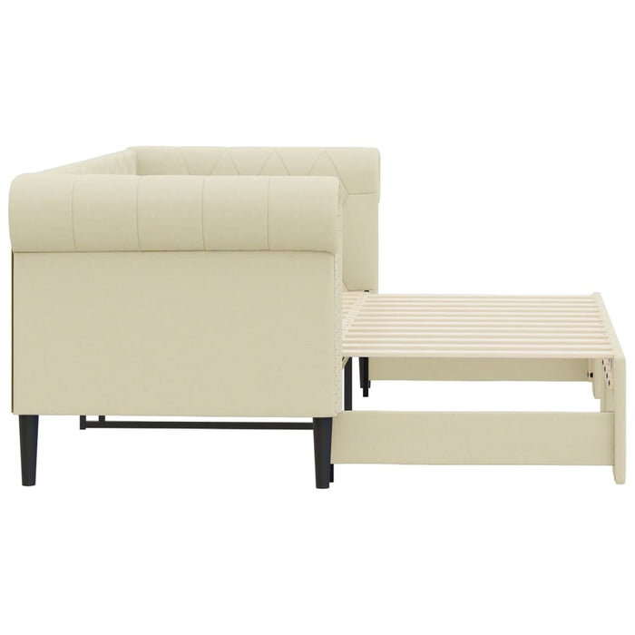 Pat de zi cu extensie, crem, 90x200 cm, piele ecologică WALTI