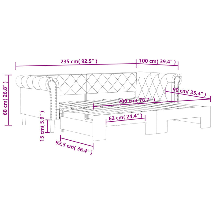 Pat de zi cu extensie, crem, 90x200 cm, piele ecologică WALTI