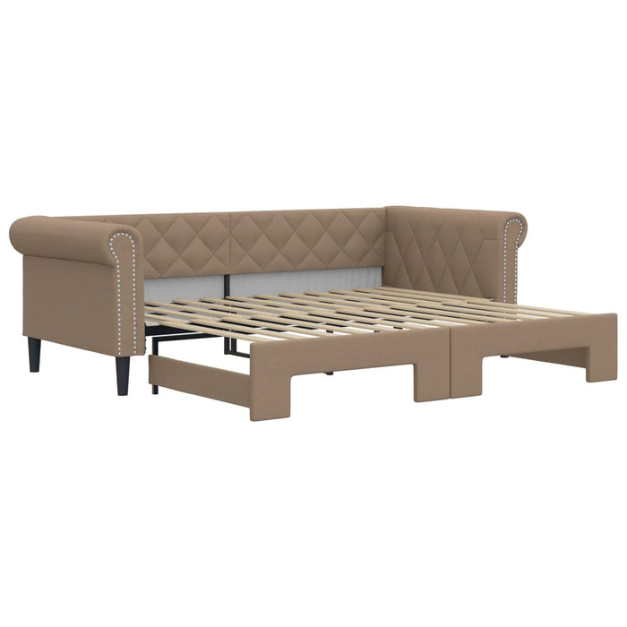 Pat de zi cu extensie, cappuccino, 90x200 cm, piele ecologică WALTI