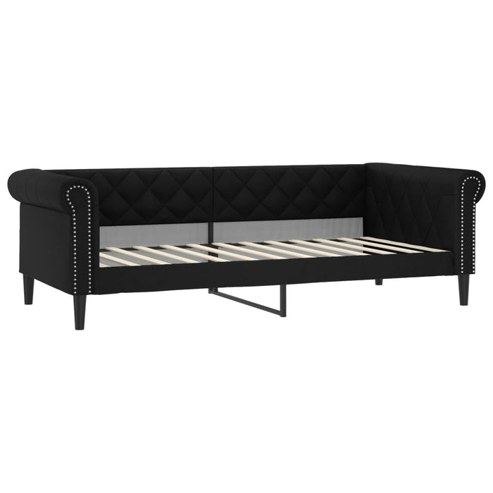 Pat de zi cu extensie și saltele negru 90x200cm piele ecologică - WALTI WALTI