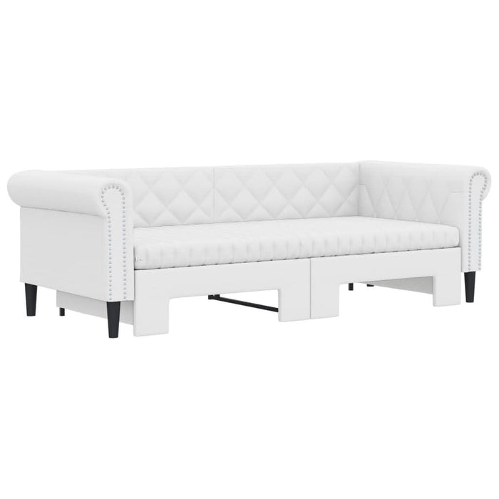 Pat de zi cu extensie și saltele alb 90x200 cm piele ecologică - WALTI WALTI