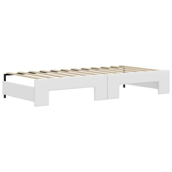 Pat de zi cu extensie și saltele alb 90x200 cm piele ecologică - WALTI WALTI