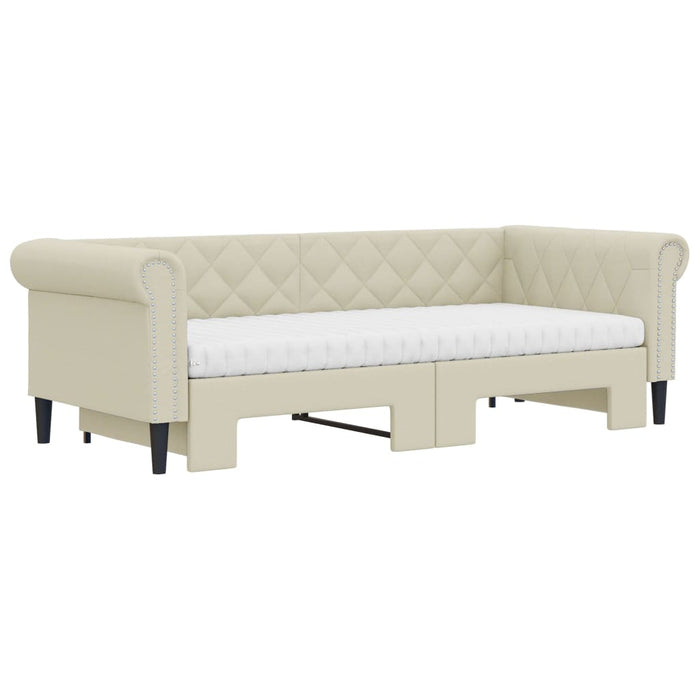 Pat de zi cu extensie și saltele crem 90x200 cm piele ecologică WALTI
