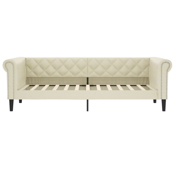 Pat de zi cu extensie și sertare crem 90x200 cm piele ecologică WALTI