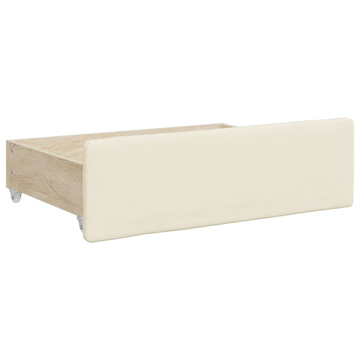 Pat de zi cu extensie și sertare crem 90x200 cm piele ecologică WALTI