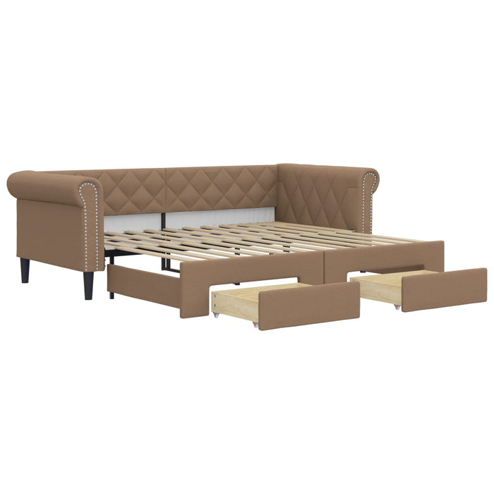 Pat de zi cu extensie și sertare cappuccino 90x200 cm piele eco WALTI