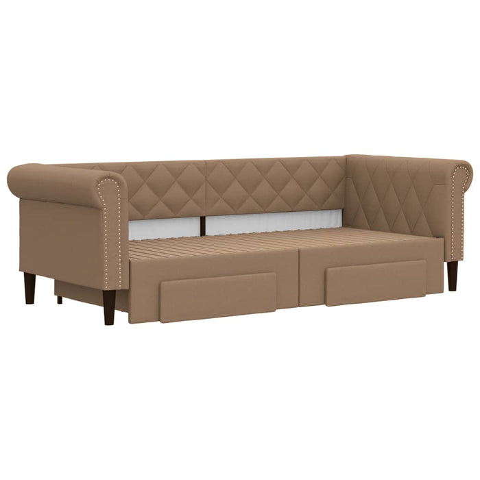 Pat de zi cu extensie și sertare cappuccino 90x200 cm piele eco WALTI